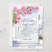 Wasserfarbe Santorini Zielort Griechenland Hochzei Einladung (Vorderseite)