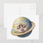 Wasserfarbe Saturn Himmelsbild Postkarte (Vorne/Hinten)