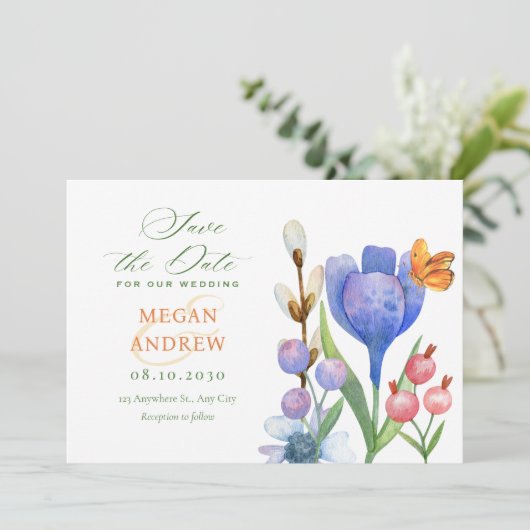 Wasserfarbe Save The Date (Stehend Vorderseite)