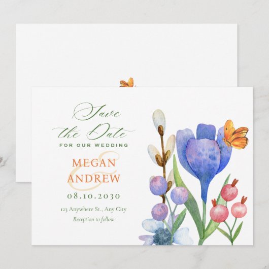 Wasserfarbe Save The Date (Vorne/Hinten)