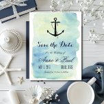 Wasserfarbe Save the Date Ankündigungspostkarte<br><div class="desc">Beautiful Speichern Sie die Date Cards,  die Ihre nautische und elegante Hochzeit in einer schönen Weise ergänzen wird.</div>