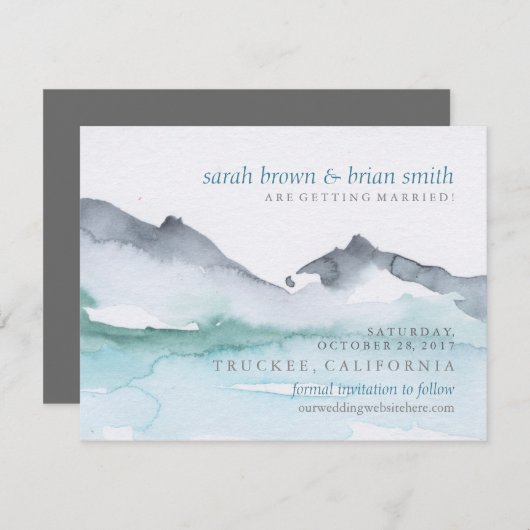 Wasserfarbe Save the Date Bergsee Hochzeit (Vorne/Hinten)