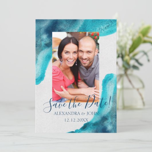 Wasserfarbe Save the Date einladen (Stehend Vorderseite)