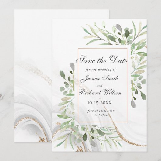 Wasserfarbe Save the Date Einladung (Vorne/Hinten)