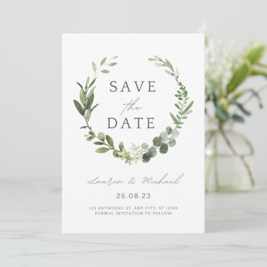Wasserfarbe Save the Date Einladung Hochzeit (Stehend Vorderseite)