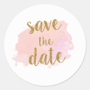 Wasserfarbe Save the Date Hochzeitskleber Runder Aufkleber