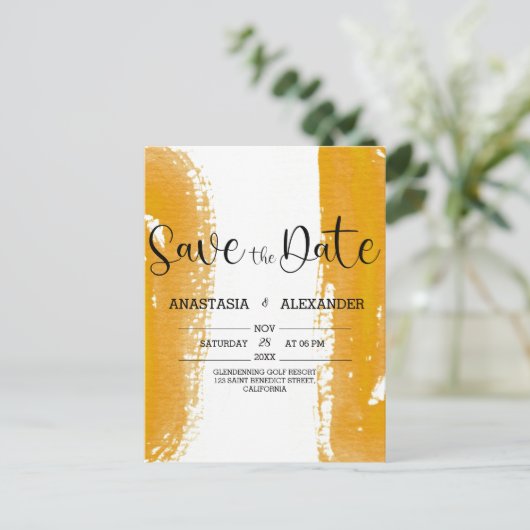Wasserfarbe Save the Date. Save The Date Postkarte (Stehend Vorderseite)