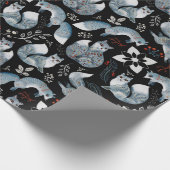 Wasserfarbe Scanidnavian Nordic Fox Schwarz Geschenkpapier (Ecke)