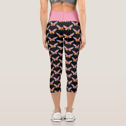 Wasserfarbe Schmetterling Capri Leggings (Rückseite)
