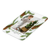 Wasserfarbe Schnee Pinecones Weihnachts-Foto Magnet (Linke Seite)
