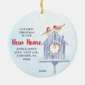 Wasserfarbe Schneeballhaus Personalisiert Neue Zuh Keramik Ornament (Hinten)