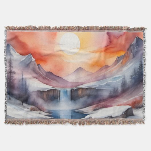 Wasserfarbe schneebedeckte Berge bei Sonnenunterga Decke (Vorderseite)