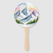 Wasserfarbe Schneeberg Landschaft Hochzeit Fächer (Rückseite)