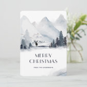 Wasserfarbe Schneeberg Stag Frohe Weihnachten (Stehend Vorderseite)