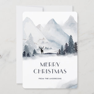 Wasserfarbe Schneeberg Stag Frohe Weihnachten