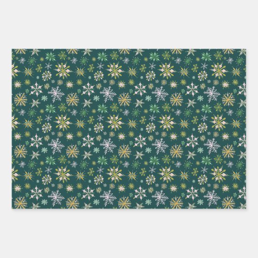 Wasserfarbe Schneeflocken Weihnachten Geschenkpapier Set (Vorderseite 2)