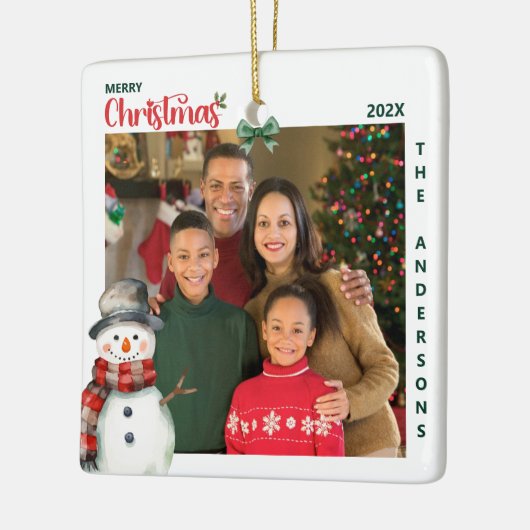 Wasserfarbe Schneemann Ein Foto Weihnachten Keramikornament (Links)