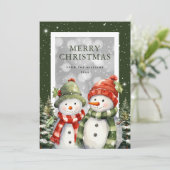 Wasserfarbe Schneemann Schnee Frohe Weihnachten (Stehend Vorderseite)