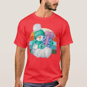 Wasserfarbe Schneemann Weihnachtsbaum Lichter Xma T-Shirt
