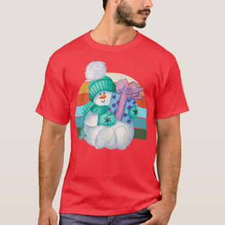 Wasserfarbe Schneemann Weihnachtsbaum Lichter Xma T-Shirt