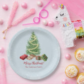 Wasserfarbe Schneeweihnachtsbaum und Geschenke Pappteller (Party)