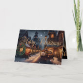 Wasserfarbe Schneeweihnachtsstadt Foto Karte (Vorderseite)