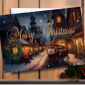 Wasserfarbe Schneeweihnachtsstadt Foto Karte