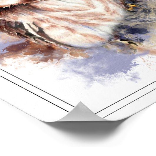 Wasserfarbe schockiert sah, wie eine weiße Eule Poster (Ecke)