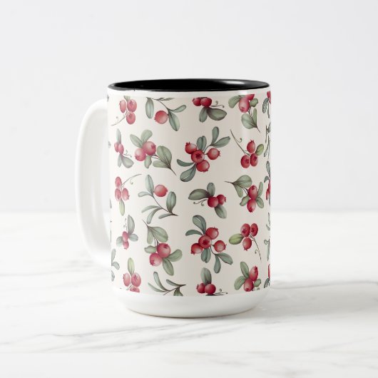 Wasserfarbe Schöne Cranberry Design Zweifarbige Tasse (Vorderseite Links)