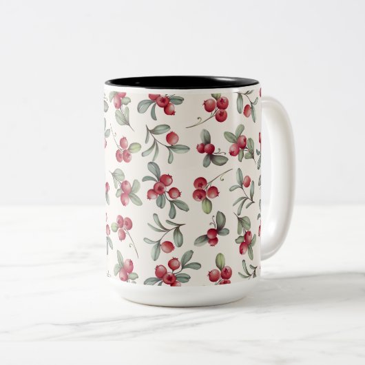 Wasserfarbe Schöne Cranberry Design Zweifarbige Tasse (VorderseiteRechts)