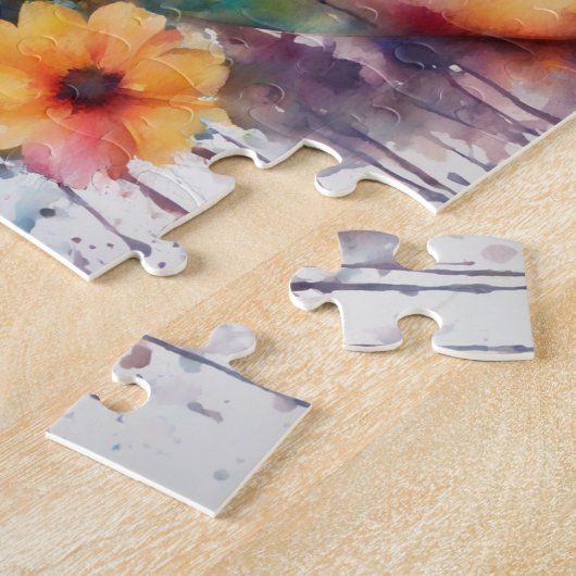 Wasserfarbe schöne schwarze Frau mit Blume Puzzle (Seite)