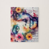 Wasserfarbe schöne schwarze Frau mit Blume Puzzle (Vertikal)