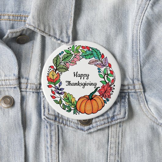 Wasserfarbe Schöner Kürbiskranz mit Blätter Button (Beispiel)