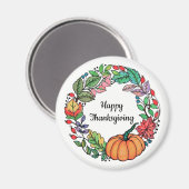 Wasserfarbe Schöner Kürbiskranz mit Blätter Magnet (Vorderseite/Rückseite)