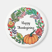 Wasserfarbe Schöner Kürbiskranz mit Blätter Magnet (Vorne)