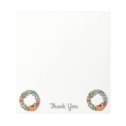 Wasserfarbe Schöner Kürbiskranz mit Blätter Notizblock (Vorderseite)