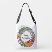 Wasserfarbe Schöner Kürbiskranz mit Blätter Tragetaschen Mit Langen Trägern (Rückseite)