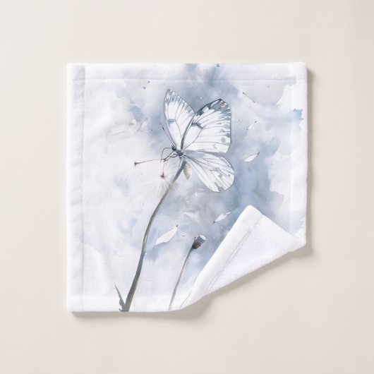 Wasserfarbe Schöner Schmetterling auf der Löwenzun Badhandtuch Set (Waschlappen)