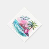Wasserfarbe Schöner Strand Palme Tree Aussicht auf Serviette (Ecke)