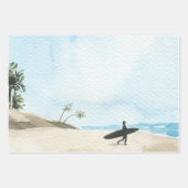 Wasserfarbe Schöner Strand und Surfer Geschenkpapier Set (Vorderseite 2)