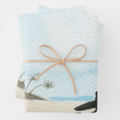 Wasserfarbe Schöner Strand und Surfer Geschenkpapier Set (Beispiel)