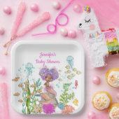 Wasserfarbe Schönes Brown Kleine Meerjungfrau Gebu Pappteller (Party)