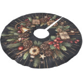 Wasserfarbe Schwarz Rustikale Weihnachtsmotive Url Polyester Weihnachtsbaumdecke (Schrägansicht)