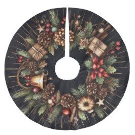 Wasserfarbe Schwarz Rustikale Weihnachtsmotive Url Polyester Weihnachtsbaumdecke