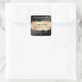 Wasserfarbe Schwarz und Pfirsichfarben Sojakandle Quadratischer Aufkleber (Tasche)