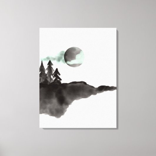 Wasserfarbe Schwarz und Weiß Berge Landschaft Leinwanddruck (Vorderseite)