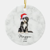 Wasserfarbe Schwarz und Weiß Phantom Goldendoodell Keramik Ornament (Vorne)