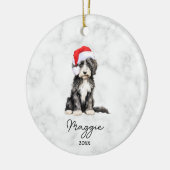 Wasserfarbe Schwarz und Weiß Phantom Goldendoodell Keramik Ornament (Links)