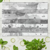 Wasserfarbe Schwarz und Weiß Streifen Geschirrtuch (Gefaltet)