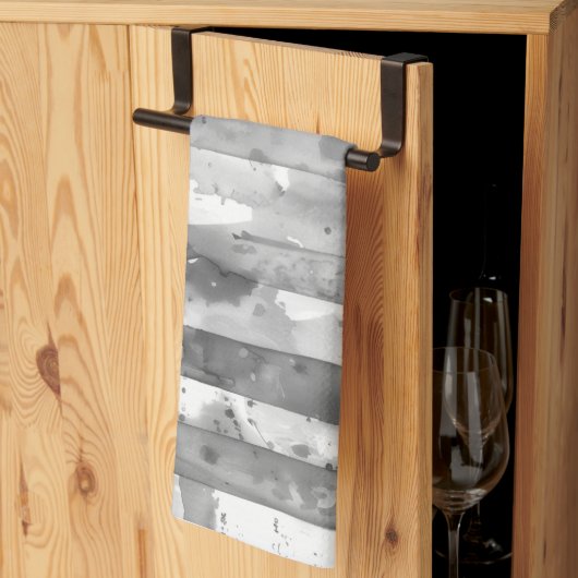 Wasserfarbe Schwarz und Weiß Streifen Geschirrtuch (Drittel gefaltet)